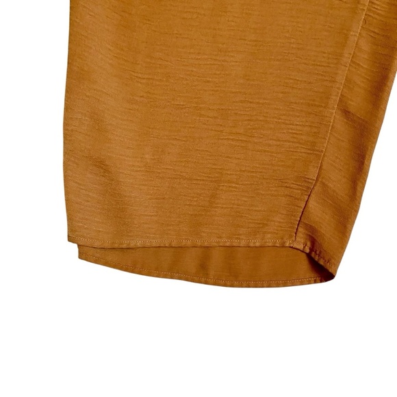 Mango Mustard Brown High Rise Tie Waist Wide Leg Crop Pants Medium - Picture 6 of 13